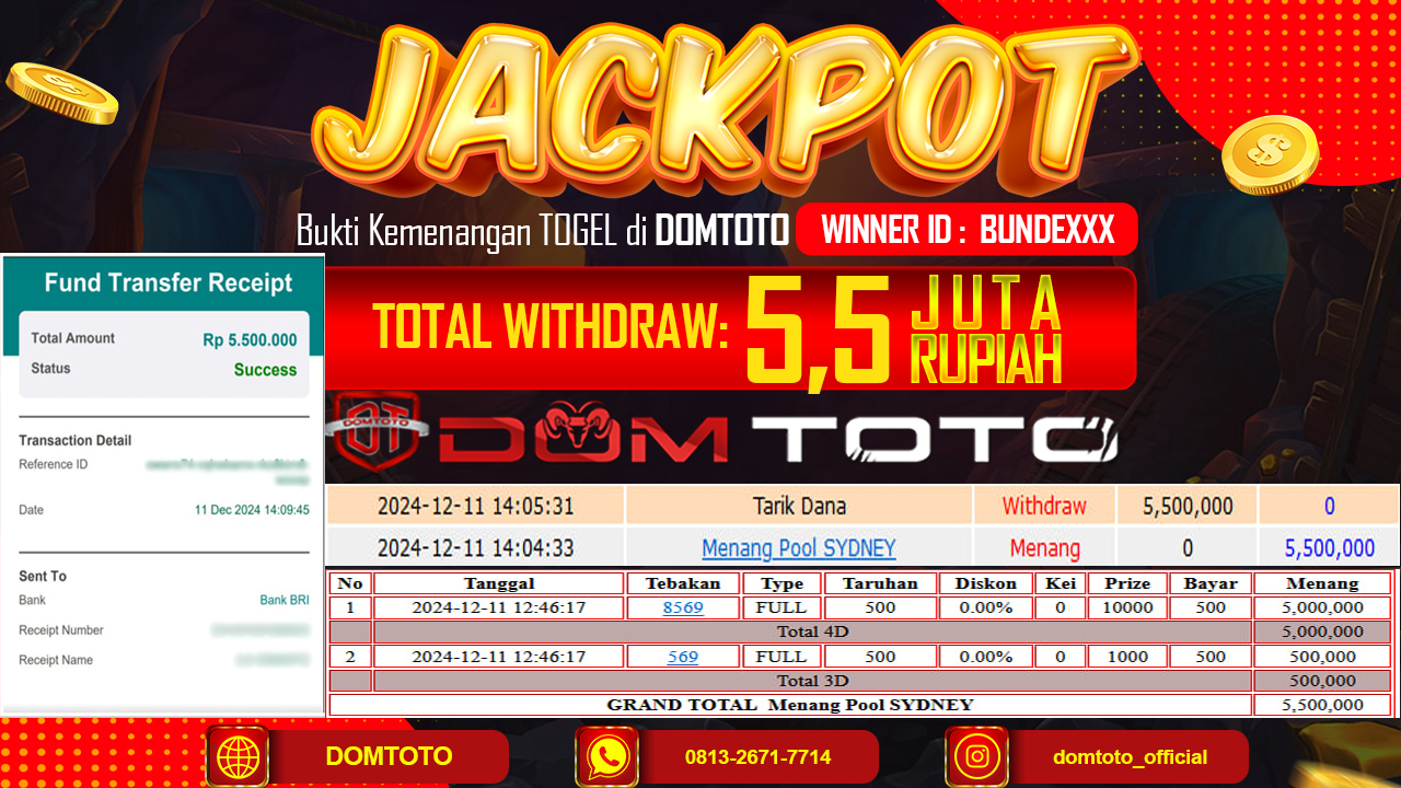 JACKPOT TOGEL SYDNEY  11 DESEMBER 2024 